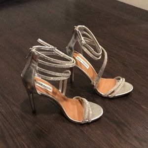 Steve Madden Silver Embellished Stilettos